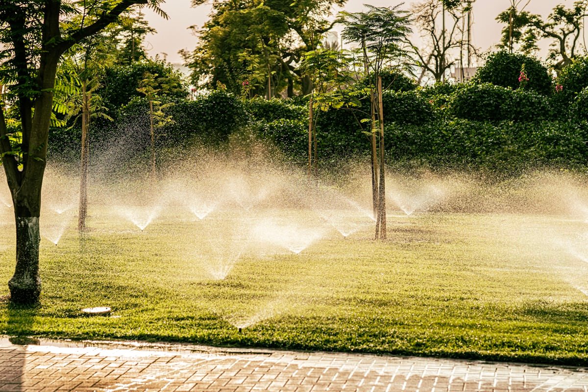 Foto sprinkler sebagai sistem irigasi otomatis